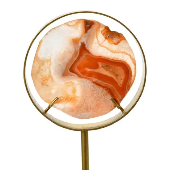 Hello Honey&reg; 18" Marbled Orange Decorative Agate Slice Accent on Stand {7}