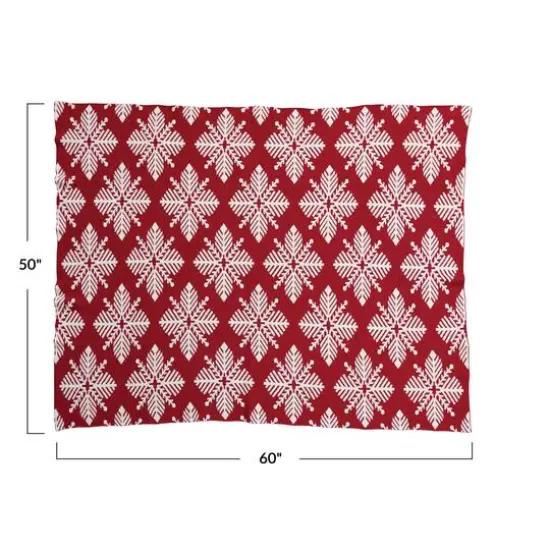 Hello Honey&reg; Red & White Snowflake Two-Sided Cotton Knit Slub Throw {5}
