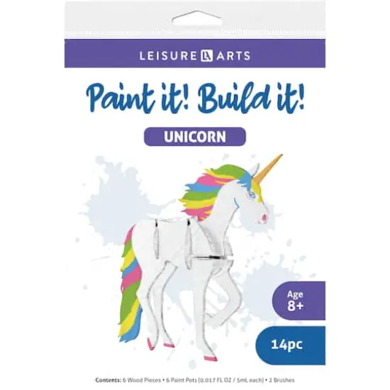 Leisure Arts&reg; Paint It! Build It! Wood Unicorn Kit {1}