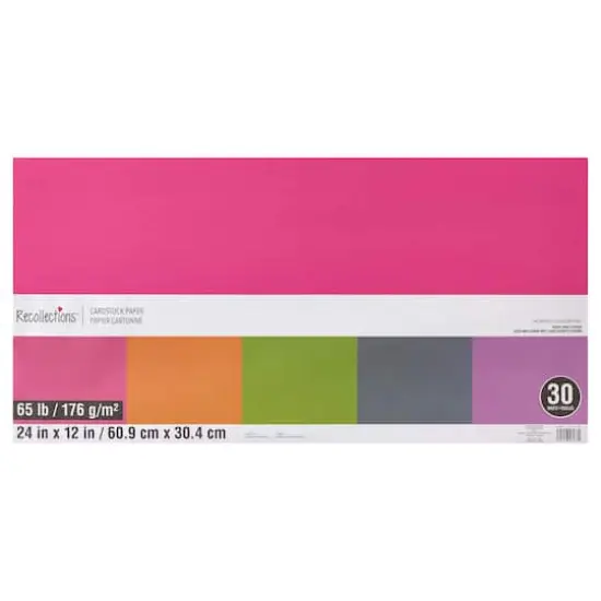24" x 12" 65lb. Cardstock Paper by Recollections&trade;, 30 Sheets Bright {1}
