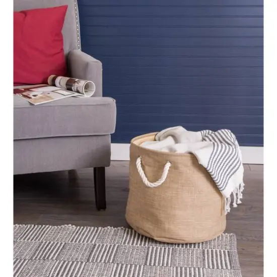 DII&reg; Large Round Variegated Polyester Bin Taupe {7}