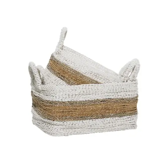 White & Brown Nesting Storage Basket Set {8}