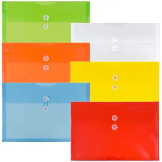 JAM Paper 9.75" x 14.5" Plastic Button & String Tie Closure Envelopes, 6ct. {1}