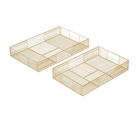 CosmoLiving by Cosmopolitan Gold Metal Contemporary Tray Set {4}