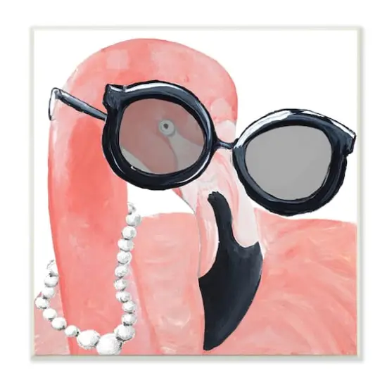 Stupell Industries Glam Fashion Pink Flamingo Sunglasses Pearls Bird,12" x 12" {1}