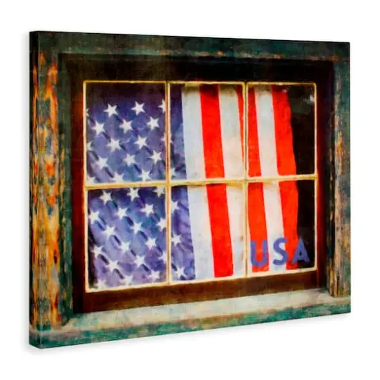 Stupell Industries Patriotic American Flag Rustic Window Festive Home Canvas Wall Art {4}