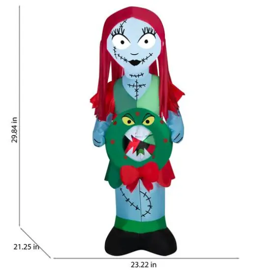 5ft. Airblown&reg; Inflatable Christmas Sally in Patchwork Dress with Monster Wreath {5}
