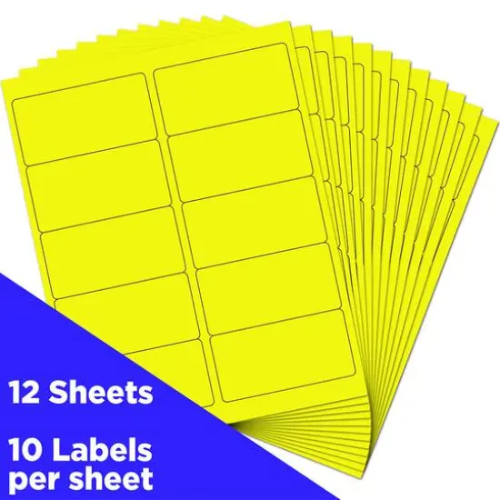 JAM Paper Standard Address Labels, 120ct. Neon Fluorescent Yellow {4}