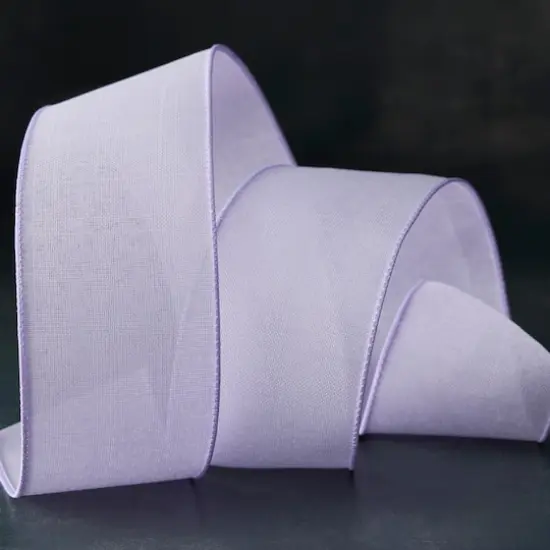 2.5" x 25ft. Faux Linen Wired Ribbon by Celebrate It™ Décor Lavender {5}