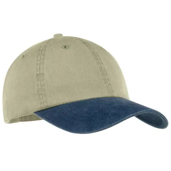 Port & Company&reg; Two-Tone Pigment-Dyed Cap Khaki/Navy {1}