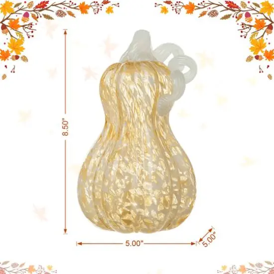 Glitzhome&reg; 8.5" Fall Amber Dots Glass Gourd {9}