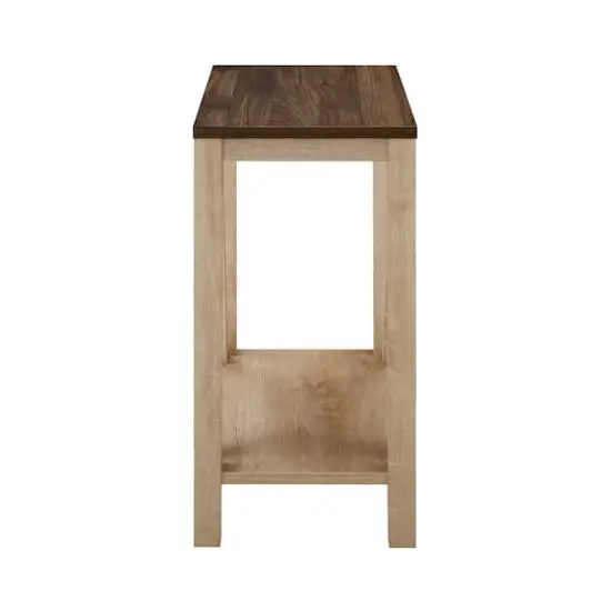 Walker Edison Dark Walnut & White Oak Narrow A-Frame Side Table {4}