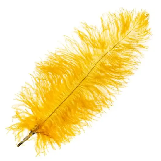 John Bead 11"-13" Ostrich Drab Feather Golden Yellow {1}