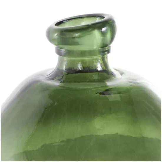 Green Recycled Glass Handmade Wide Ombre Spanish Bottle Vase {6}