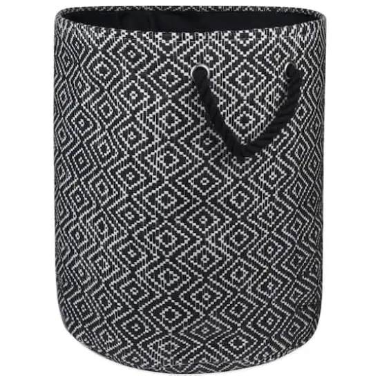 DII® Large Round Diamond Basketweave Paper Bin Black/White {1}