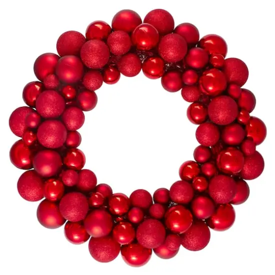 36" Red Ball Ornament Christmas Wreath {1}