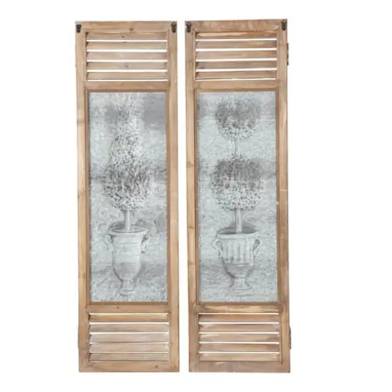 52" Brown Farmhouse Shutter Wall D&eacute;cor Set {7}