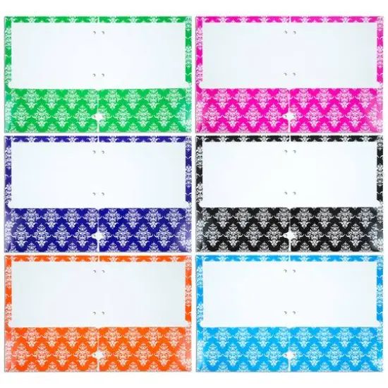 JAM Paper Damask Glossy Laminated Two Pocket 3 Hole Punch School Folders, 6ct. {4}