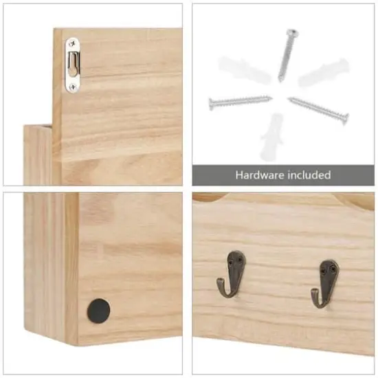 NEX™ Brown Wall Mounted Mail Holder & Organizer with 6 Key Hooks {4}