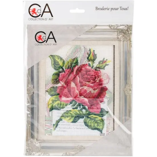 Collection D'Art Red Rose Stamped Needlepoint Kit {1}