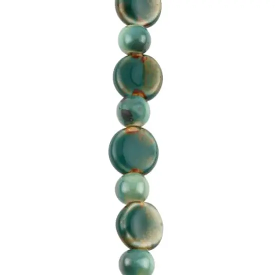 Teal Reactive Glaze Ceramic Disc & Round Beads by Bead Landing&trade; {1}