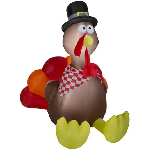 6ft. Airblown® Inflatable Thanksgiving Turkey with Checkered Scarf {1}
