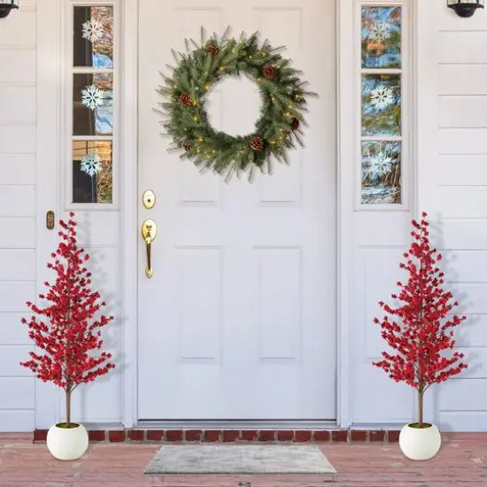 Glitzhome&reg; 41"H Chirstmas Berry Porch Tree {5}