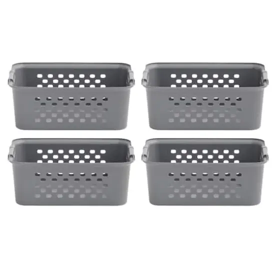 Iris&reg; Gray Medium Organizer Storage Basket, 4 Pack {4}