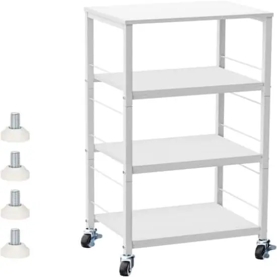 White Kitchen Cart 4-Tier Rolling Cart {1}