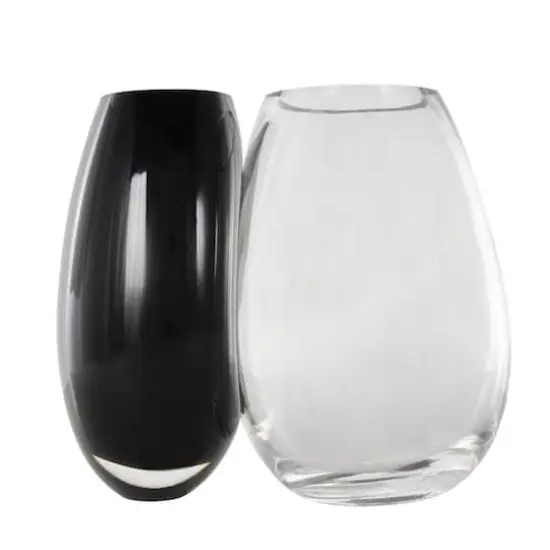 Black & Clear Abstract 2 Opening Recycled Glass Vase  {7}