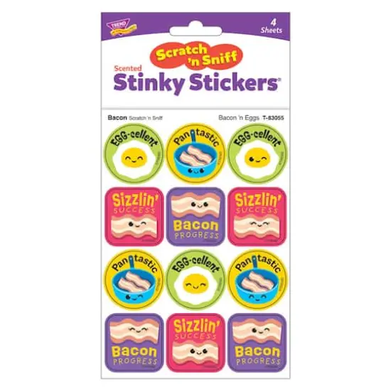 TREND Enterprises® Bacon 'n Eggs, Bacon Scent Scratch 'n Sniff Stinky Stickers®, 48 Per Pack, 6 Packs {4}