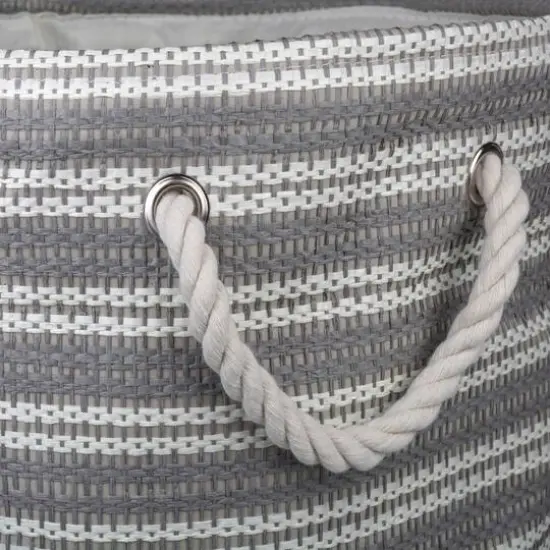 DII® Medium Striped Weave Round Paper Storage Basket Gray/White {6}