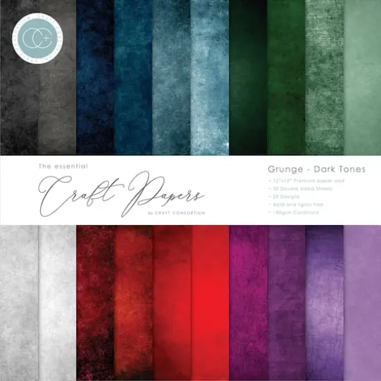 Craft Consortium Grunge Dark Tones Double-Sided Paper Pad, 12" x 12" {1}