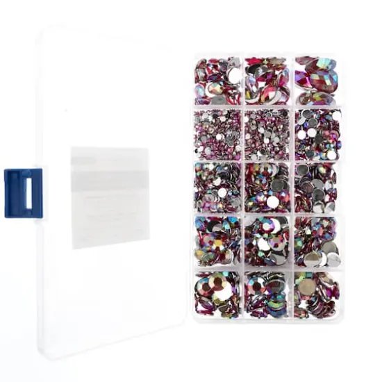 John Bead Round & Oval Acrylic Flatback Rhinestones in Box Red AB {1}