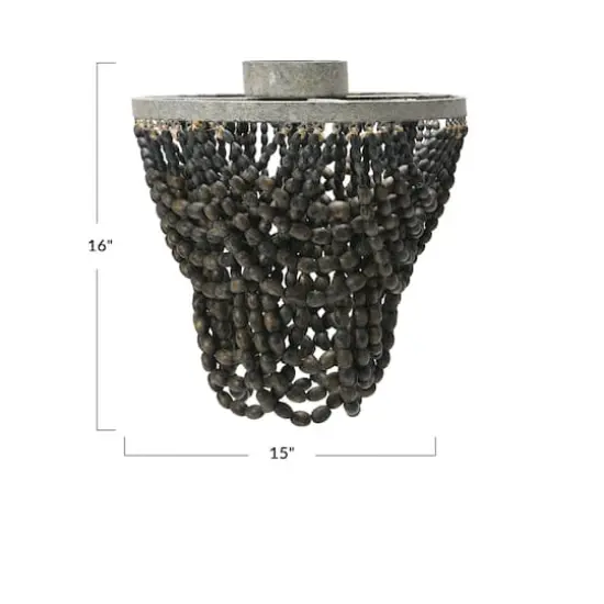 Hello Honey&reg; 2-Tier Draped Wood Bead Semi-Flush Mount Ceiling Light Black {6}