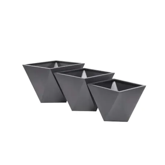 Grey Modern Planter, Set of 3" 18", 16", 15" {3}