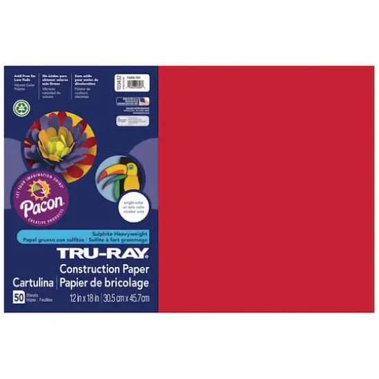 Tru-Ray&reg; 12" x 18" Construction Paper, 50 Sheets Festive Red {1}