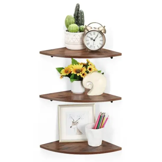 Floating Corner Shelves Set Brown {1}