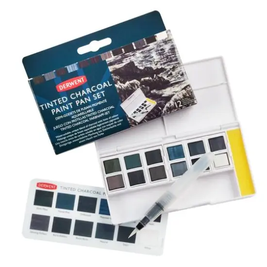 Derwent 12 Color Tinted Charcoal Paint Pan Set {5}