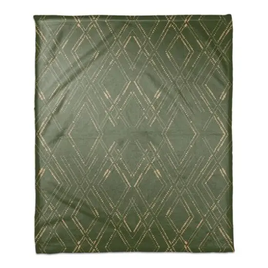 Diamond Coral Fleece Blanket Green/Gold {1}