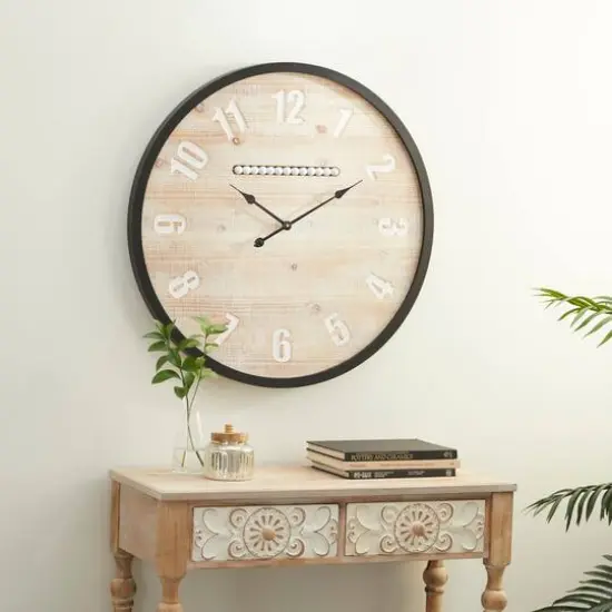 Brown Farmhouse Wood Wall Clock, 32" x 32" {9}