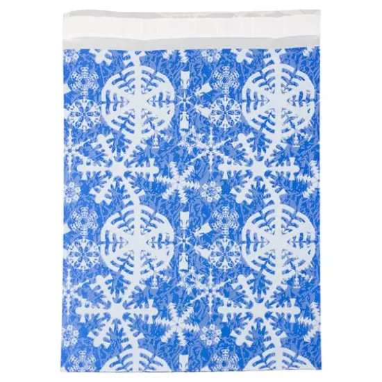 JAM Paper Blue & White Snowflakes Open End Catalog Premium Foil Envelopes {1}