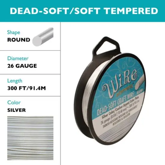 The Beadsmith&reg; Wire Elements&trade; 26 Gauge Tarnish Resistant Soft Temper Wire, 300ft. Silver {6}