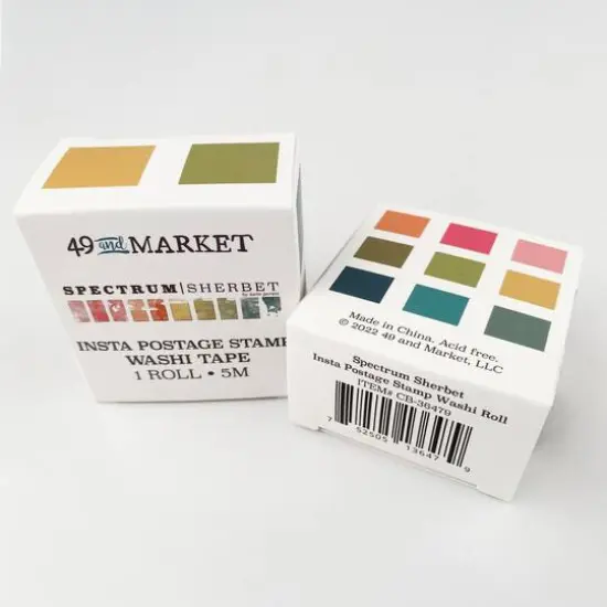 49 and Market Spectrum Sherbet Insta Postage Stamp Washi Tape Roll {1}