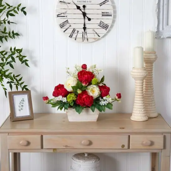 17" Mixed Floral Arrangement in White Wash Planter {3}