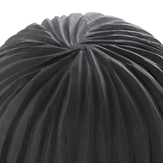 Black Teak Wood Carved Orbs Set {6}