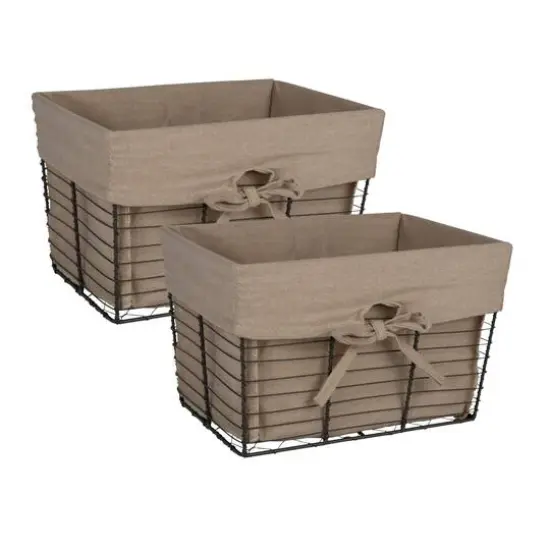 DII&reg; Medium Desert Taupe Lined Vintage Wire Basket, 2ct. {8}