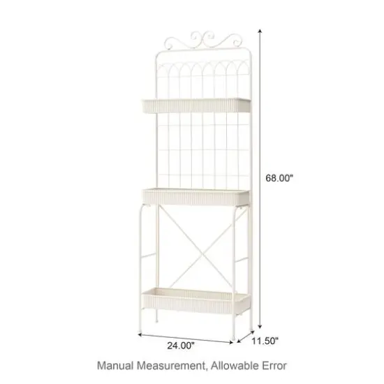 Glitzhome&reg; 68" 3-Tier White Metal Shelf Planter Stand {9}