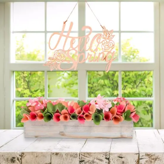 16" Multicolor Spring Floral Window Box {3}