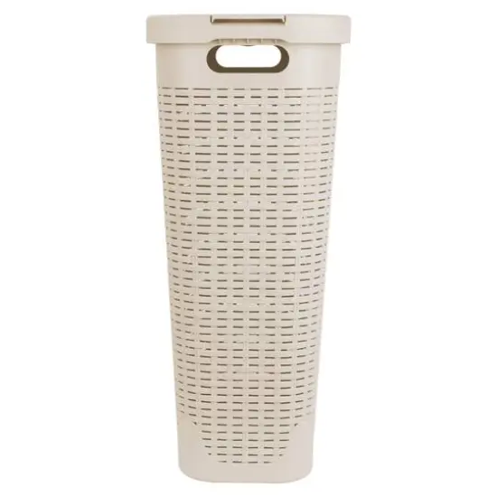 Mind Reader 23.5'' Slim Laundry Hamper with Cutout Handles Ivory {6}